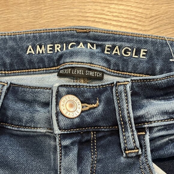 Women's American Eagle Jeans SZ 4 Hi-Rise Jegging Stretch Distressed Denim - Picture 8 of 13